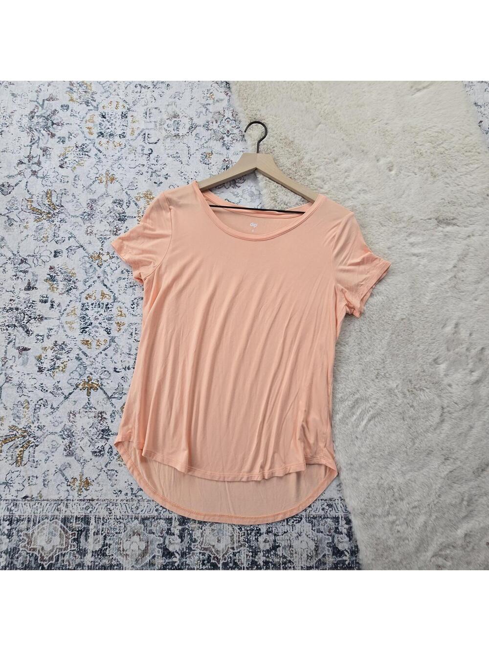 DIP Peach Short Sleeve Blouse Top Women Small